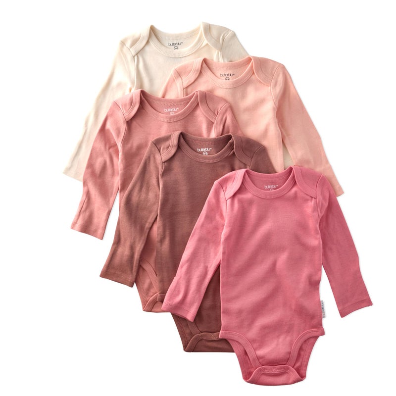 Butterblu Blake 5-Pack Long Sleeve Bodysuitsâ€‹ 100% Organic Cotton Baby Boys & Girls, Sunset, Newborn - Image 1