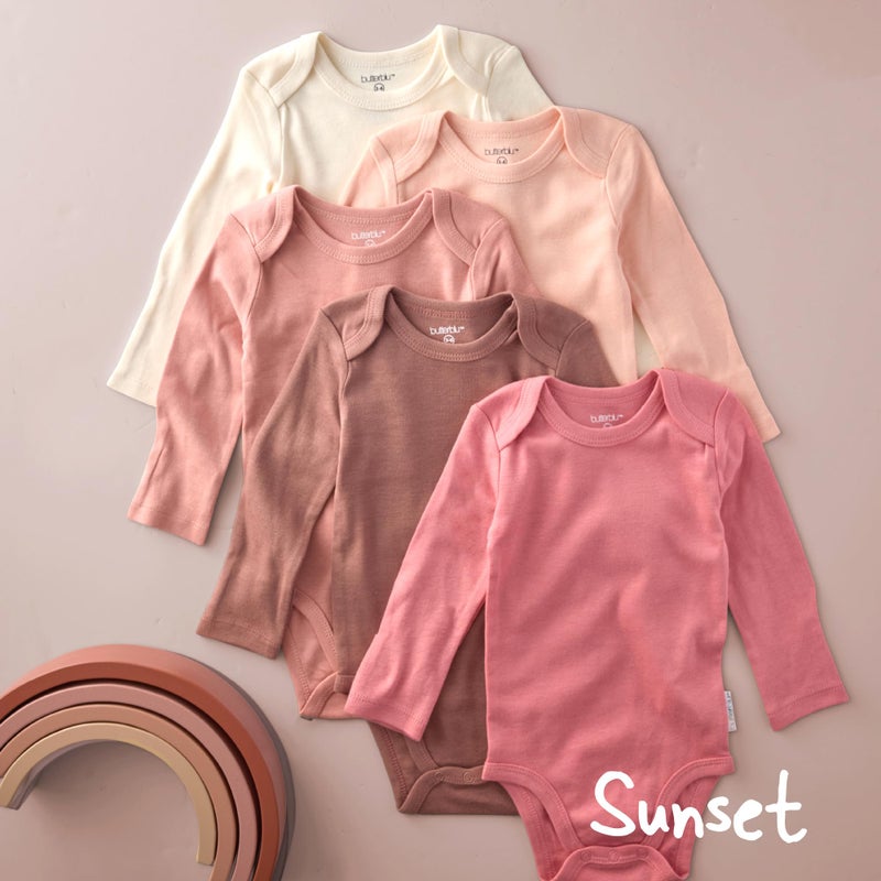 Butterblu Blake 5-Pack Long Sleeve Bodysuitsâ€‹ 100% Organic Cotton Baby Boys & Girls, Sunset, Newborn - Image 2
