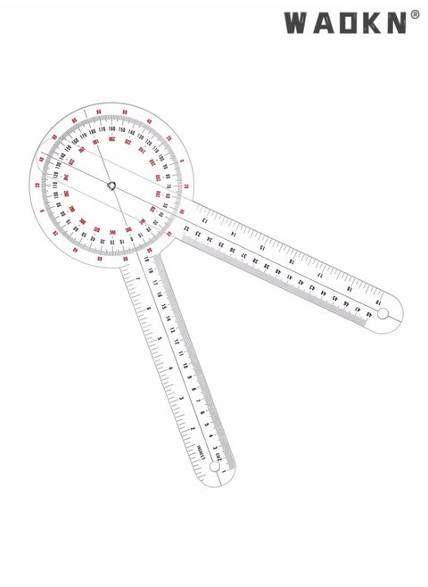 12 Inch Goniometer, Transparent Orthopedic Angle Ruler Plastic Goniometer 360 Degree Goniometer Angle Protractor Goniometer for Body Measuring Tape Goniometer Protractor Ruler