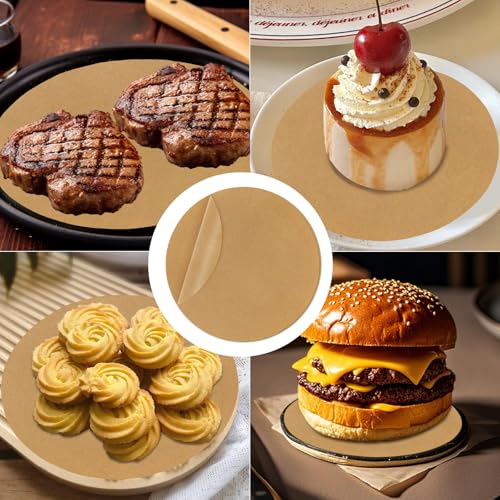 TROUSKAIG 220pcs 4 inch Unbleached Parchment Paper Sheets for baking, Burger Patty Parchment Paper Rounds, Heavy Duty Precut Brown Non-Stick liners for Separating Patties, Bread, Tortilla Wrapping - Image 5
