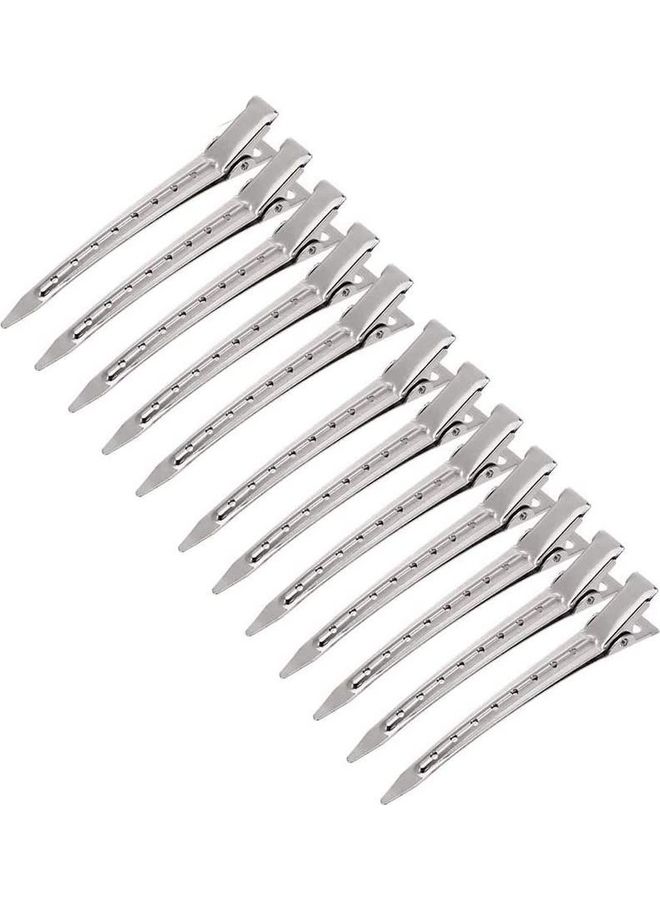 NIBEMINENT 12-piece Rustproof Metal Alligator Curl Clips with Holes Sillver - Image 2