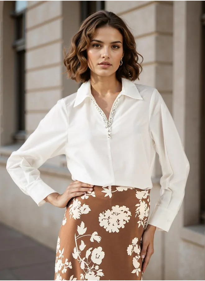 ايكونيك Iconic Embellished Poplin Shirt