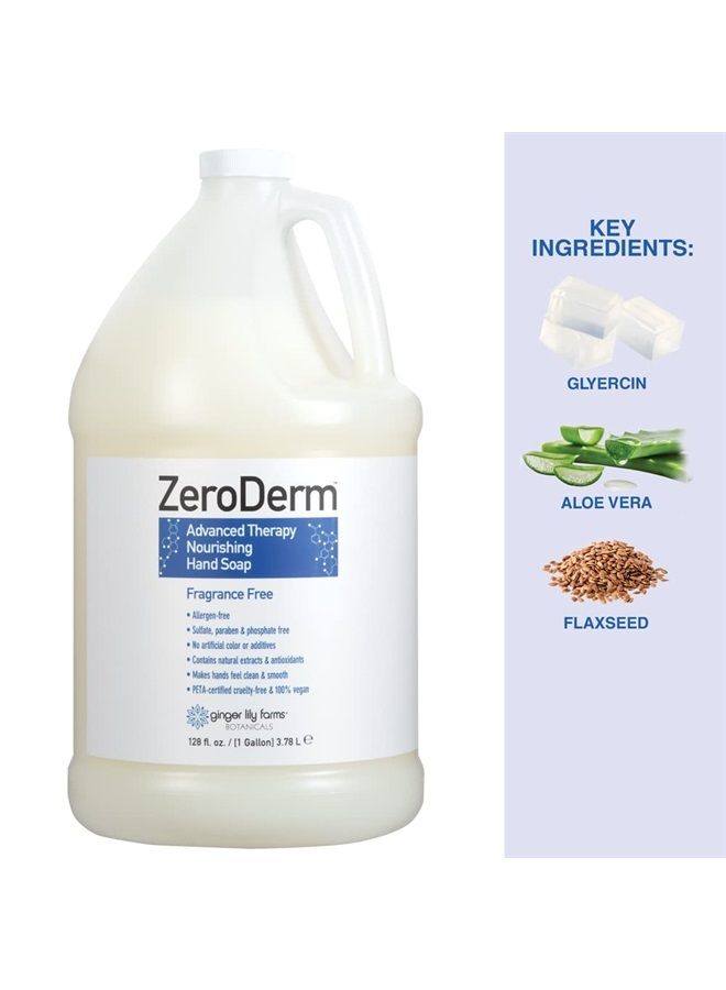 ginger lily farms Botanicals ZeroDerm Advanced Therapy Nourishing Liquid Hand Soap Refill 100% Vegan Cruelty-Free Fragrance-Free, Unscented, 128 Fl Oz