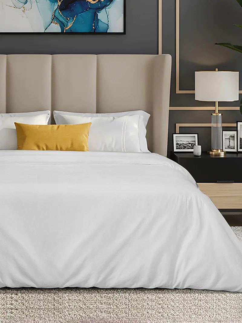 مالبيري ليفينج 100% Cotton Queen Duvet Cover - 250 TC Serentiy Solids. Width 240 x Length 220cms - White