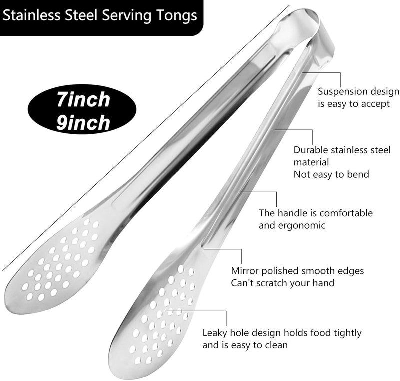 Dmoera 4 Pack Buffet Tongs, Stainless Steel Serving Tongs Serving Utensils 7Inch,9Inch - Image 2