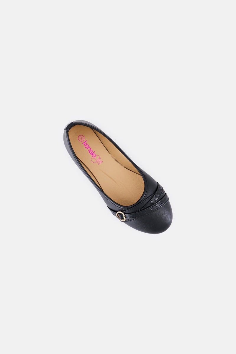 Kensie Girl Kids Girl Ballerinas Slip On Casual Flats, Black  - Image 4