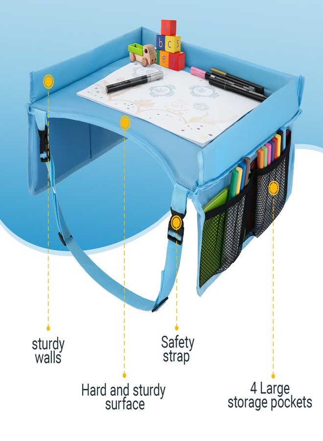 Elfzone Car Seat Tray - Travel Tray Tablet Holder，Car Seat Lap Tray for Toddlers, Kids，Use on Airplanes, Road Trips, Lap Desk，Tablet Holder and Carry Bag (Blue) - Image 2