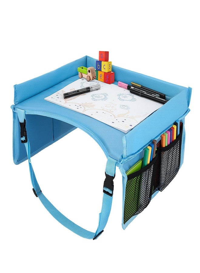 Elfzone Car Seat Tray - Travel Tray Tablet Holder，Car Seat Lap Tray for Toddlers, Kids，Use on Airplanes, Road Trips, Lap Desk，Tablet Holder and Carry Bag (Blue) - Image 1