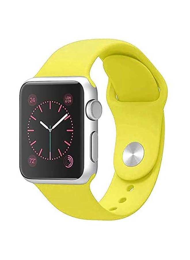 سوار بديل رياضي من السيليكون لساعة Apple Watch All Series 5/6/7 42/44/45 ملم أصفر - Image 1