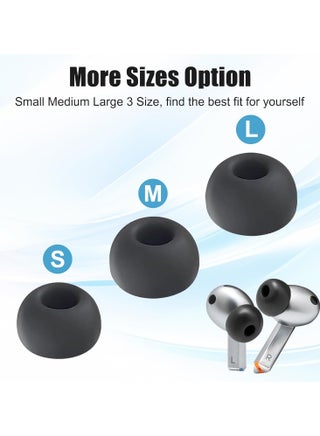 Ear Tips for Samsung Galaxy Buds  3 Pro- Silicone Earbuds for Samsung Buds 3 Pro , Compatible with Samsung Galaxy Buds Pro Replacement Accessories, L/M/S (3 Pairs) Black - view 3