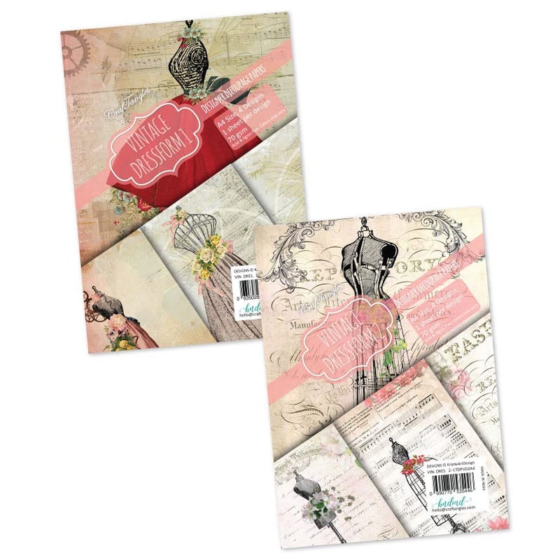 CrafTangles A4 Decoupage Paper Pack Combo - Vintage Dressforms 1 and 2 (8 sheets) - Image 3