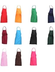 TRENDBOX Total 11 PCS Plain Color (Medium Size) Bib Apron Adult Women Unisex for Waist Size 30" to 42" Durable - Image 1