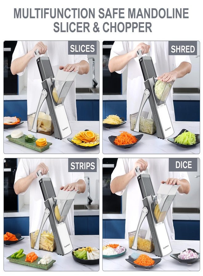 SupMaKin Upgrade Safe Mandoline Slicer, Multi Vegetable Chopper, Potato Slicer, Vegetables Slicer Onion Chopper Fry Cutter, Kitchen Chopping Artifact (GrayWhite) - Image 3