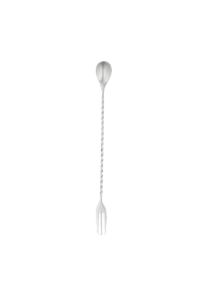 Restaurantware Bar Lux 12 Inch Bar Spoon, 1 Fork Tip Cocktail Stirrer Spoon - Long, Commercial, Stainless Steel Cocktail Mixing Spoon, For Stirring And Mixing For Professionals - Image 2