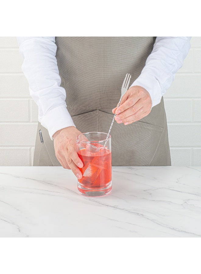 Restaurantware Bar Lux 12 Inch Bar Spoon, 1 Fork Tip Cocktail Stirrer Spoon - Long, Commercial, Stainless Steel Cocktail Mixing Spoon, For Stirring And Mixing For Professionals - Image 5