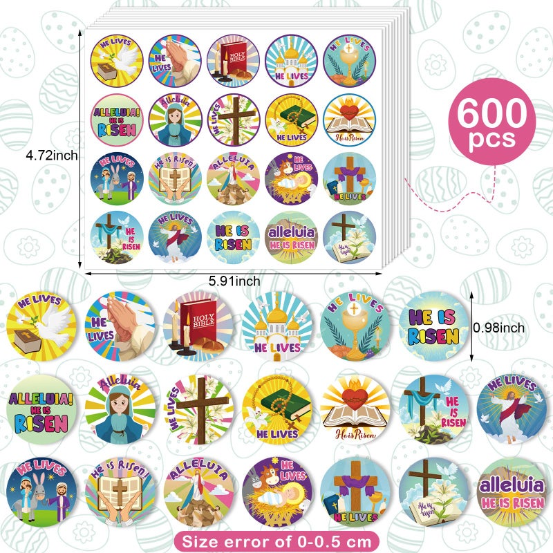 Geyee 600 Pcs Christian Religious Stickers for Kids Jesus Faith Shape Easter Stickers Catholic Child Drawn Scripture Decors for Toddler Art Crafts(Cross Style) - Image 2