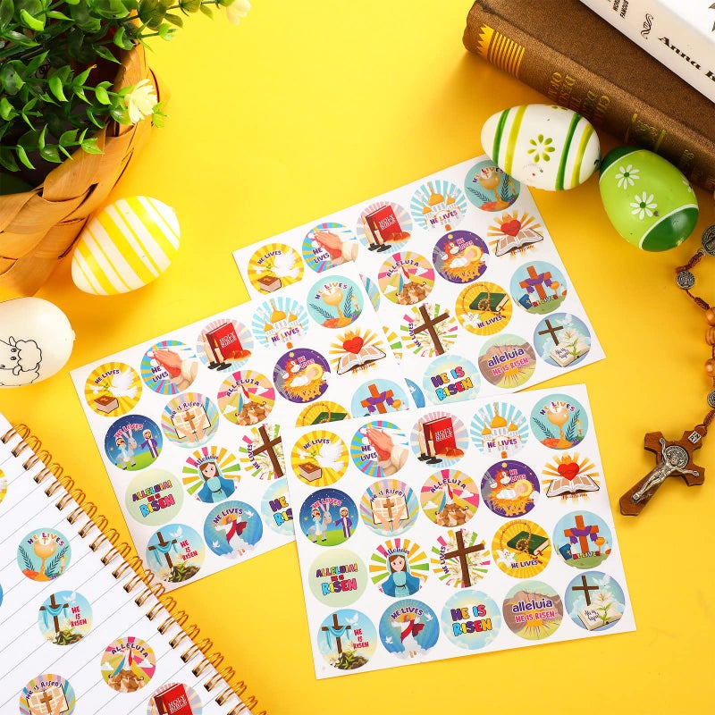Geyee 600 Pcs Christian Religious Stickers for Kids Jesus Faith Shape Easter Stickers Catholic Child Drawn Scripture Decors for Toddler Art Crafts(Cross Style) - Image 4