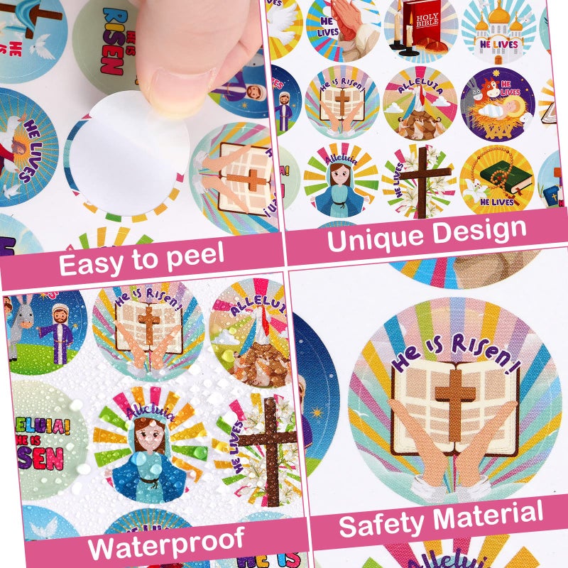 Geyee 600 Pcs Christian Religious Stickers for Kids Jesus Faith Shape Easter Stickers Catholic Child Drawn Scripture Decors for Toddler Art Crafts(Cross Style) - Image 3