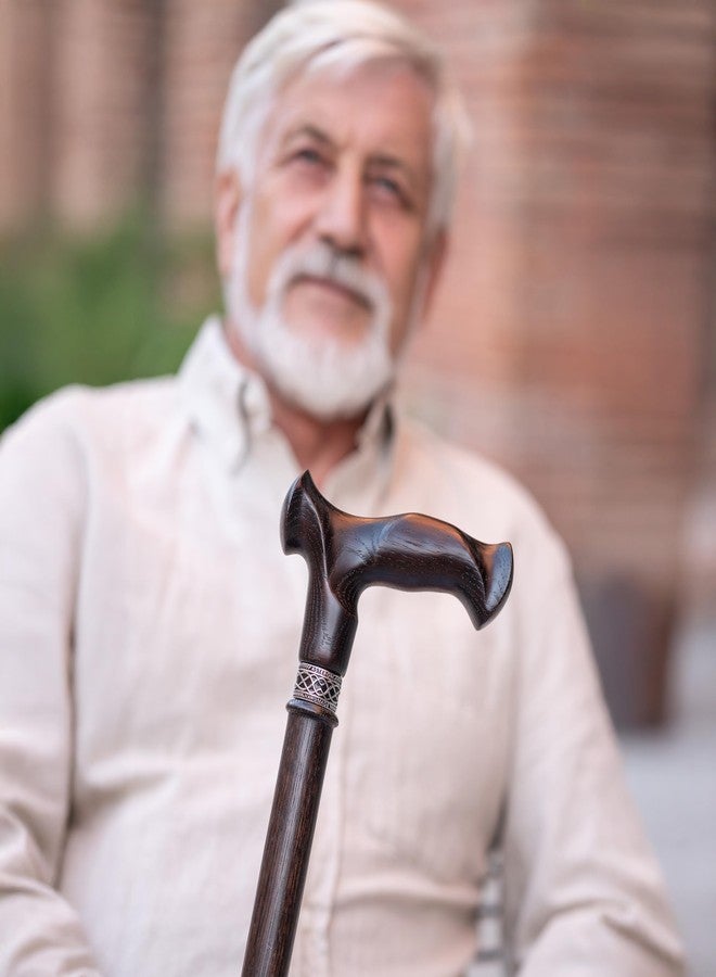 Asterom Walking Cane - Handmade, Ergonomic, Canes for Men - Wooden Walking Sticks for Seniors, Unique (Walnut, 38 Inches) - Image 3