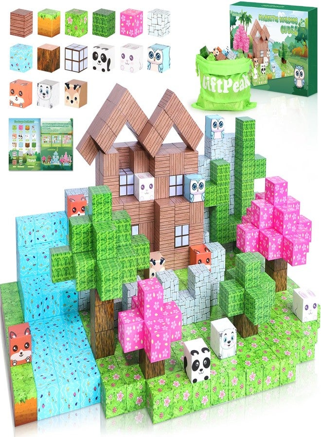 GiftPeak Magnetic Blocks-100PCS Magnetic Building Blocks,Building Blocks for Kids Ages 4-8 STEM Cubes for Toddler, Forest Set Learning Toys Montessori Sensory Toys for Christmas Birthday Gifts - Image 1