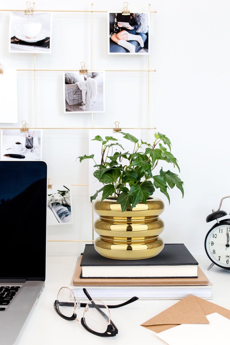 Briful Gold Ceramic Planter Pot with Drainage Hole 6in Polished Tiered Bubble Flower Planter Garden Pot for Indoor Plants Modern Home Office Decor - Image 4