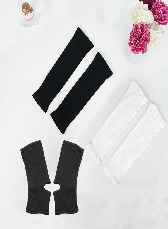 Luwint Kids Sports Arm Sleeves & Ankle Brace Set, 2 Pairs UPF 50+ Sun Protection Sleeves with 1 Pair Compression Support, for Outdoor Activities Boys Girls 6-12 Years - Image 4