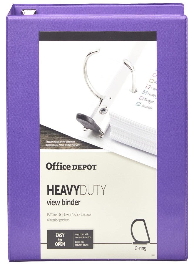أوفيس ديبوت مجلد عرض حلقات D شديد التحمل من ماركة Office Depot®، حلقات 2 بوصة، 54% مواد معاد تدويرها، بنفسجي - Image 4