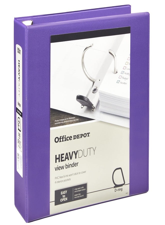 أوفيس ديبوت مجلد عرض حلقات D شديد التحمل من ماركة Office Depot®، حلقات 2 بوصة، 54% مواد معاد تدويرها، بنفسجي - Image 2