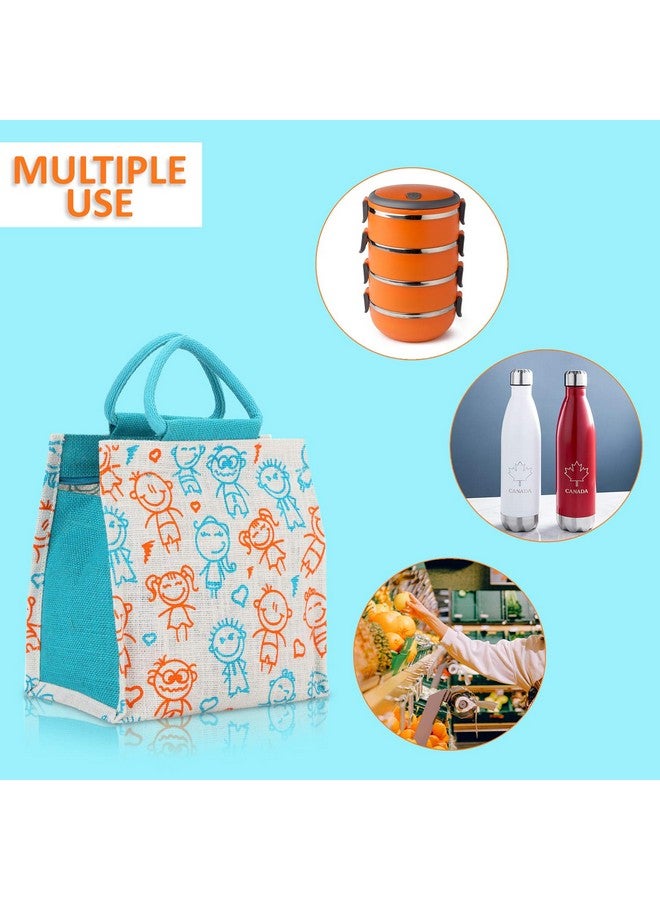 Jute Cottage Eco-Friendly Kid's Print Lunch Bag, 10 x 10 x 6-inch (Orange) - Image 3