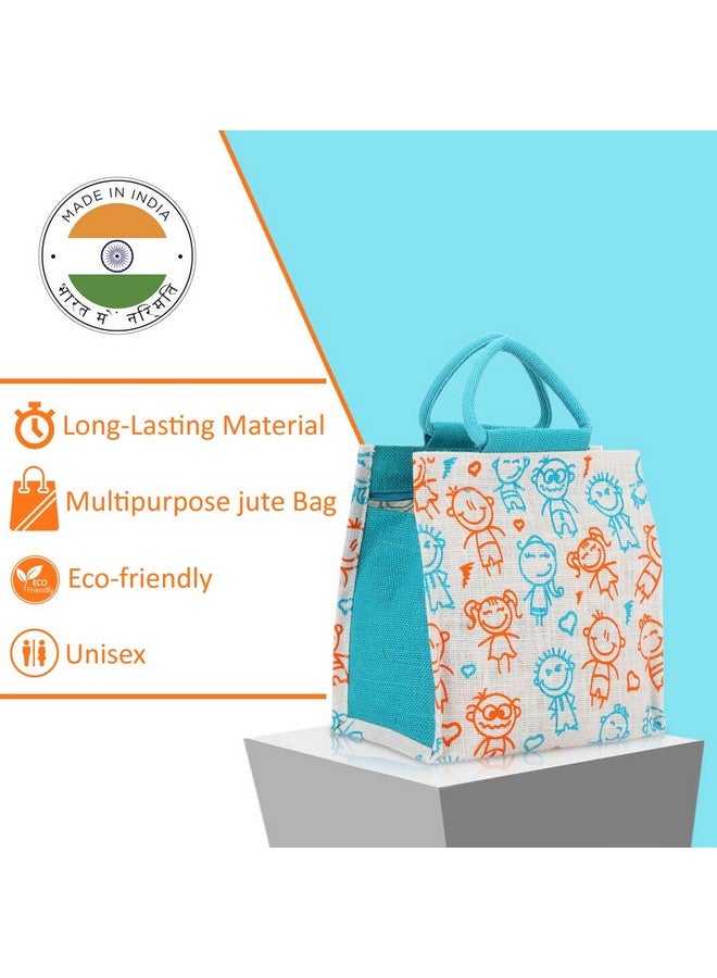 Jute Cottage Eco-Friendly Kid's Print Lunch Bag, 10 x 10 x 6-inch (Orange) - Image 2