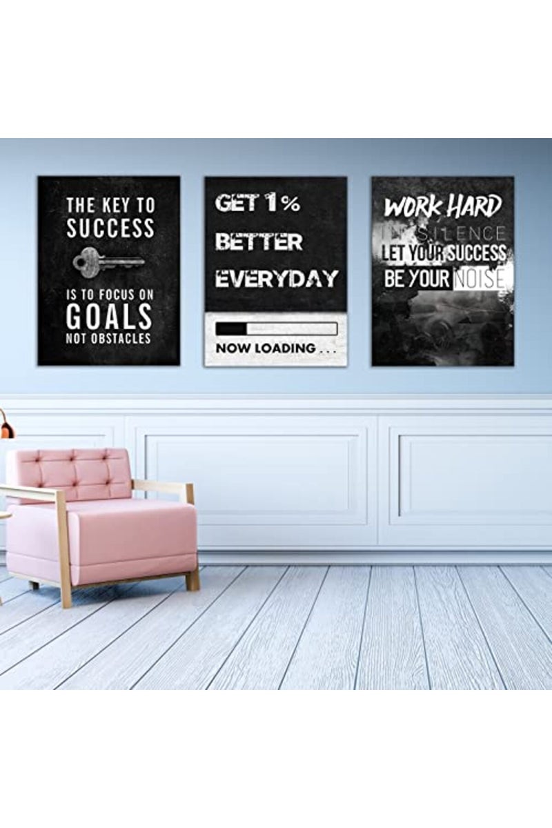 Yetaryy Motivational Poster Inspirational Wall Art 3 Pieces Canvas Painting - Image 2