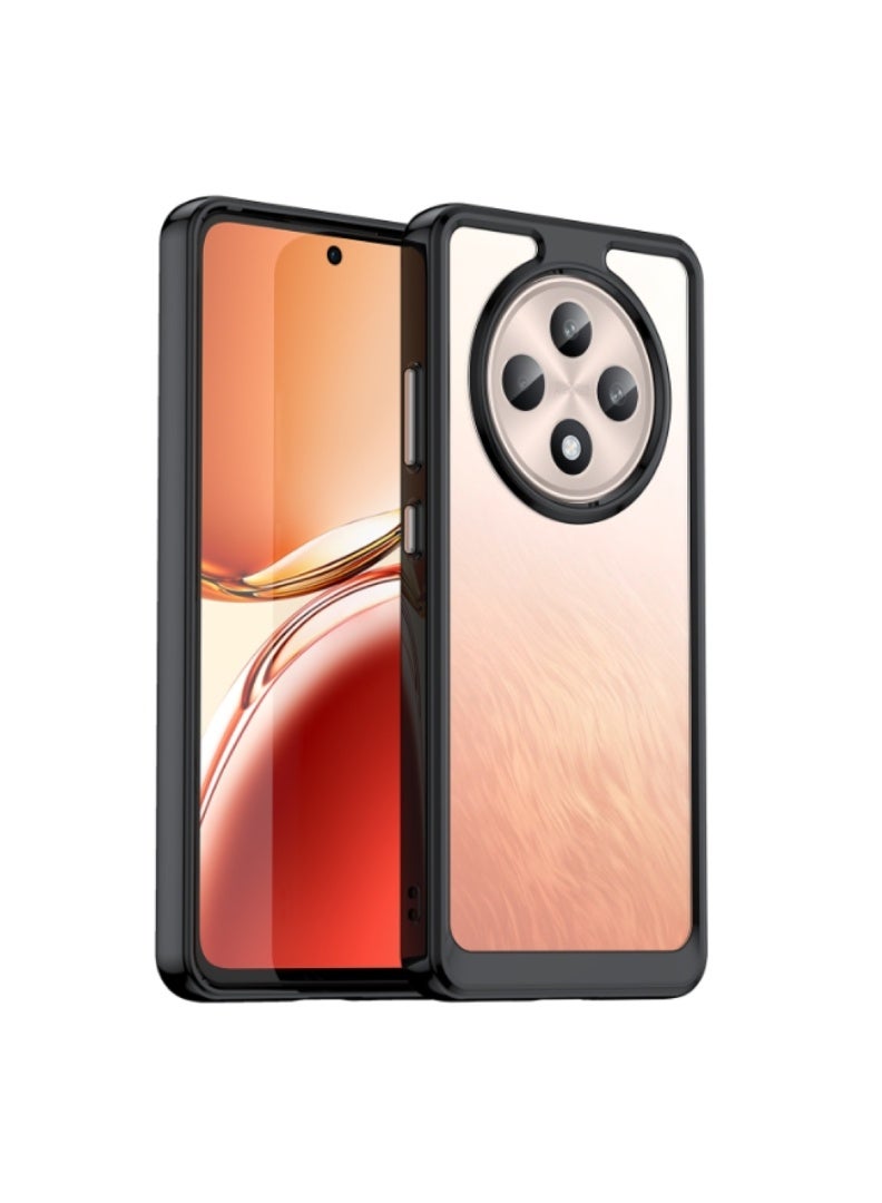 جراب / كفر لهاتف Oppo Reno12 F  / Oppo Reno12F – إطار أسود مع خلفية شفافة من الأكريليك، حواف TPU مقاومة للصدمات، تصميم متين يوفر حماية مثالية وأسلوب أنيق - Image 1