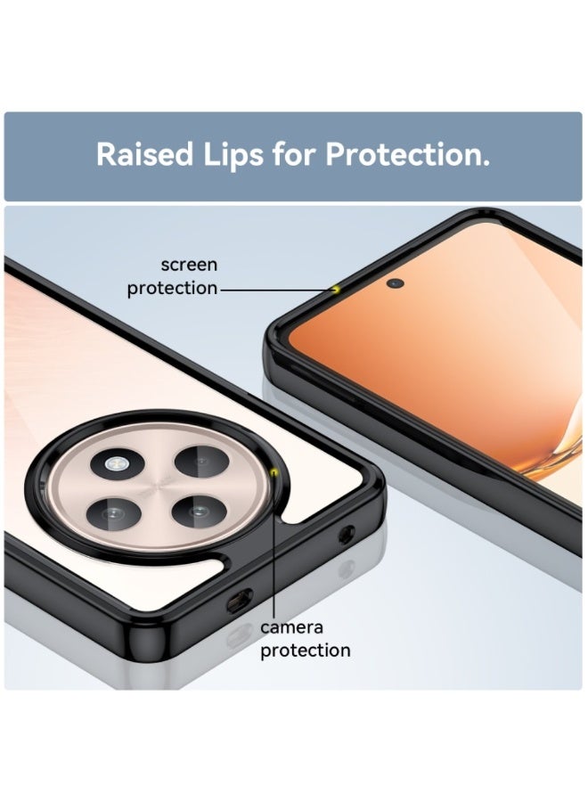 جراب / كفر لهاتف Oppo Reno12 F  / Oppo Reno12F – إطار أسود مع خلفية شفافة من الأكريليك، حواف TPU مقاومة للصدمات، تصميم متين يوفر حماية مثالية وأسلوب أنيق - Image 2