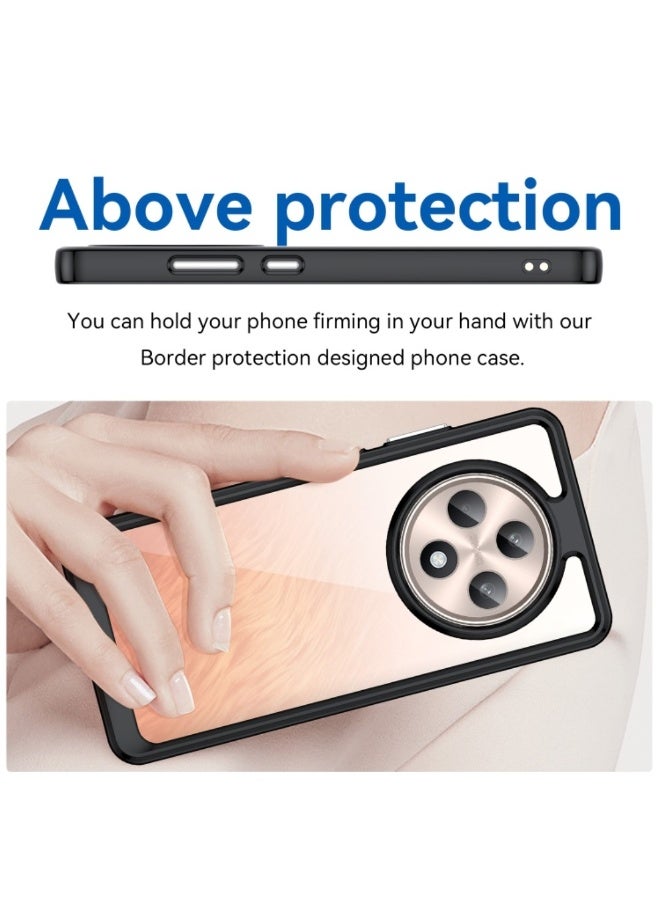 جراب / كفر لهاتف Oppo Reno12 F  / Oppo Reno12F – إطار أسود مع خلفية شفافة من الأكريليك، حواف TPU مقاومة للصدمات، تصميم متين يوفر حماية مثالية وأسلوب أنيق - Image 4