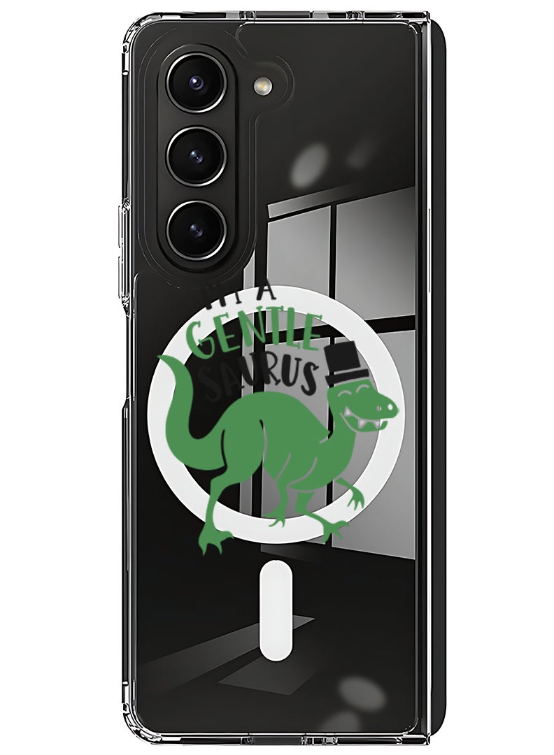 Theodor Magnetic Case for Samsung Galaxy Z Fold 6 Compatible with MagSafe Wireless Charging, Shockproof Phone Bumper Cover I am a gentlesaurus - Image 1