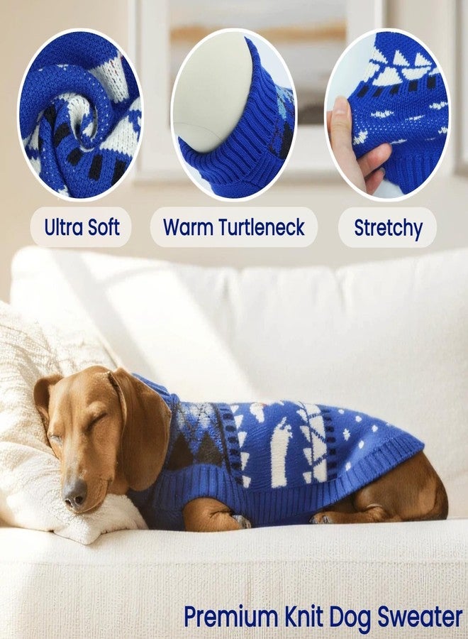 T'CHAQUE Ultra-Soft & Stretchy Turtleneck Dachshund Dog Sweater, Fall Pullover Knitted Dachshunds Clothes, Medium Weiner Dog Clothes for Girls Boys, Winter Puppy Costume for Male Female(Blue, M) - Image 2