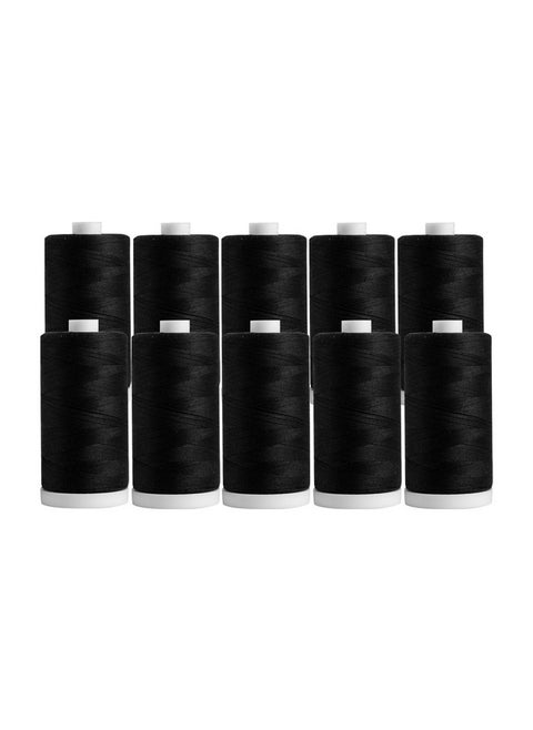Connecting Threads 100% Cotton Thread Sets - 1200 Yard Spools (Set of 10 - Black)