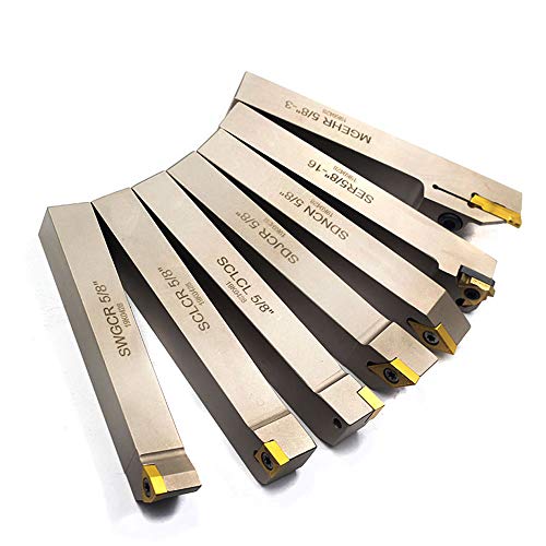 OSCARBIDE 5/8"Shank Nickel Plated Indexable Lathe Turning Tool Holder 7 Pieces/Set,Heavy-Duty CNC Metal Lathe CuttingTools for Turning Grooving Threading Cut Off - Image 5