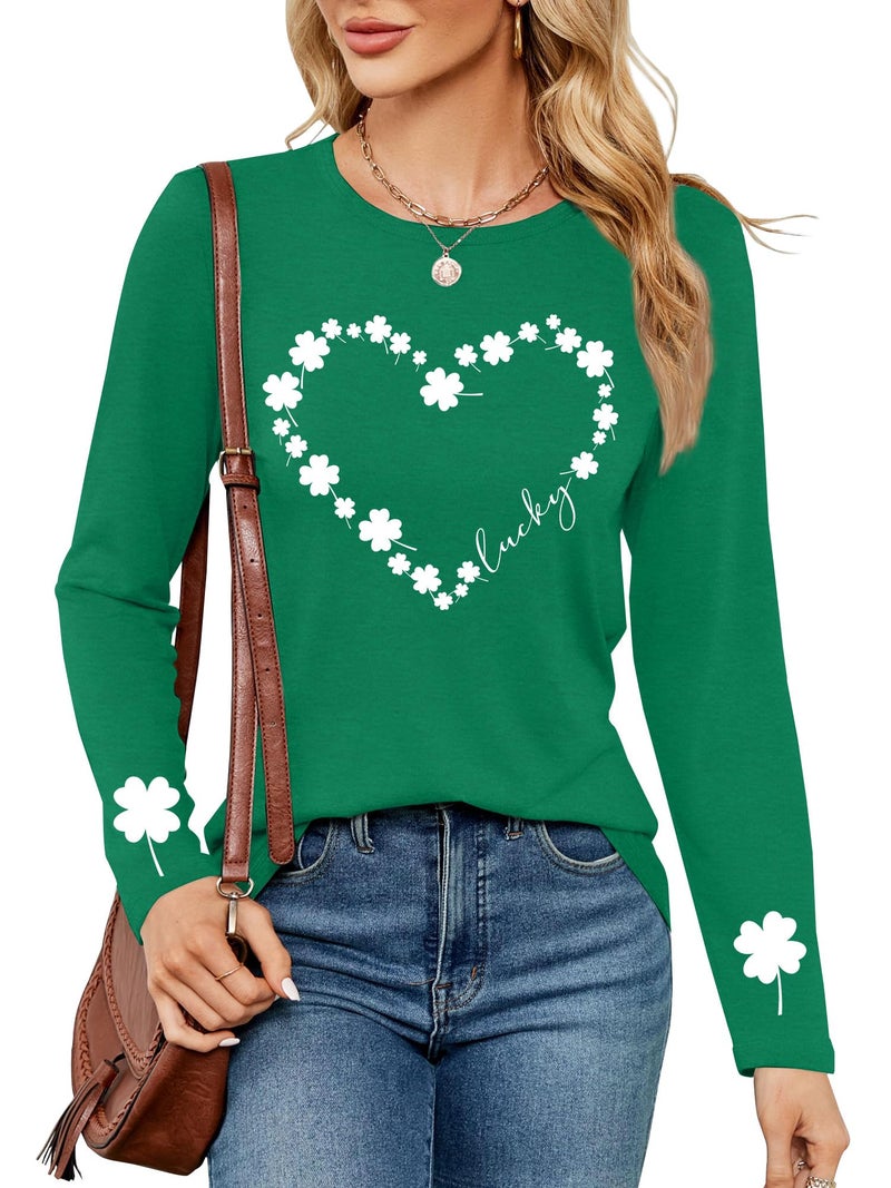PECHAR St Patricks Day Shirt Women Lucky Shamrock Shirt Green Clover Long Sleeve St Patrick's Day Shirts Irish Gift Top - Image 2