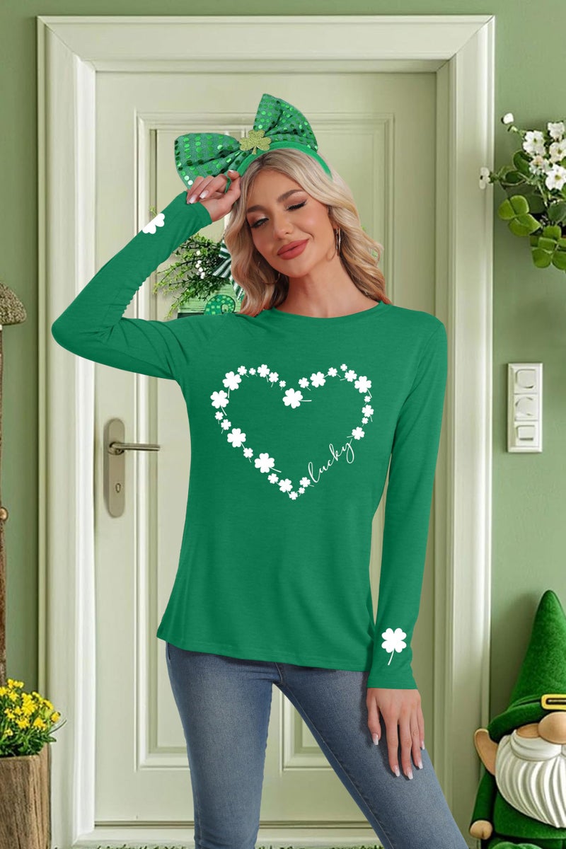 PECHAR St Patricks Day Shirt Women Lucky Shamrock Shirt Green Clover Long Sleeve St Patrick's Day Shirts Irish Gift Top - Image 3
