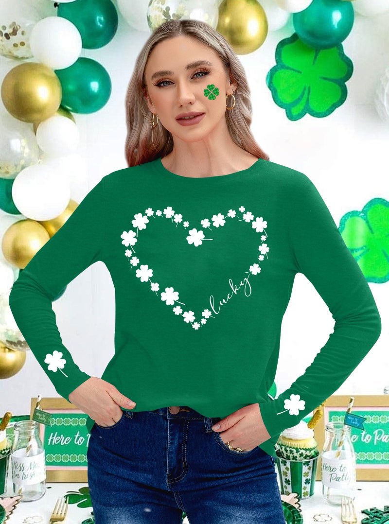 PECHAR St Patricks Day Shirt Women Lucky Shamrock Shirt Green Clover Long Sleeve St Patrick's Day Shirts Irish Gift Top - Image 5