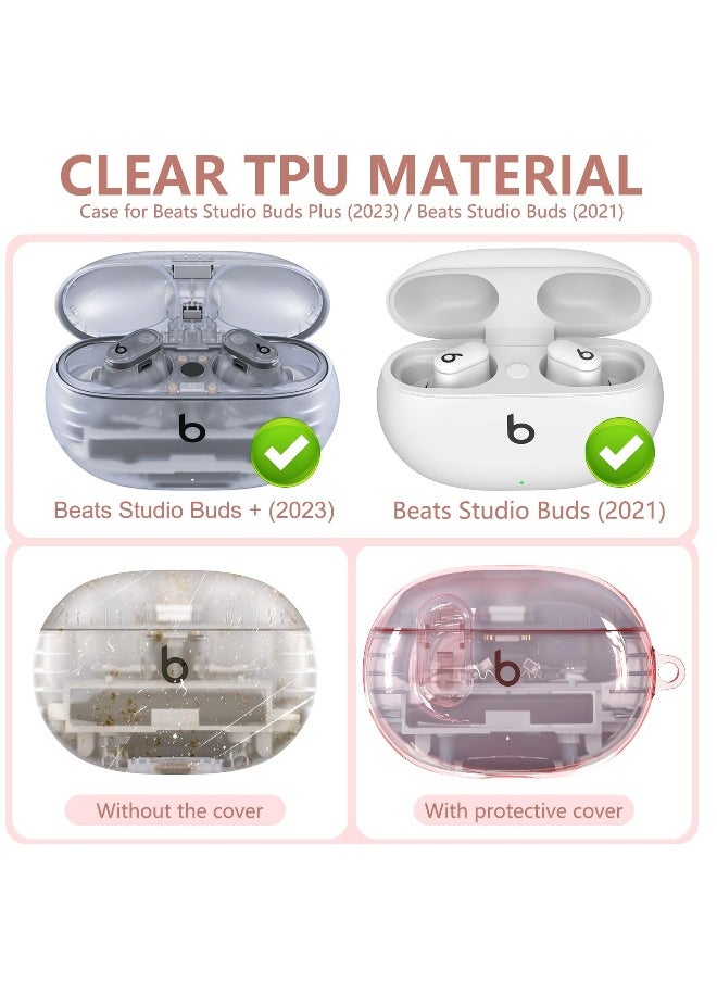 Generic Clear Case for New Beats Studio Buds + (2023) And Beats Studio Buds (2021), Secure Lock Beats Studio Buds Plus Case Cover, Shockproof Wireless Earbuds Protective Cover with Cleaning kit/Keychain, Pink  - Image 5