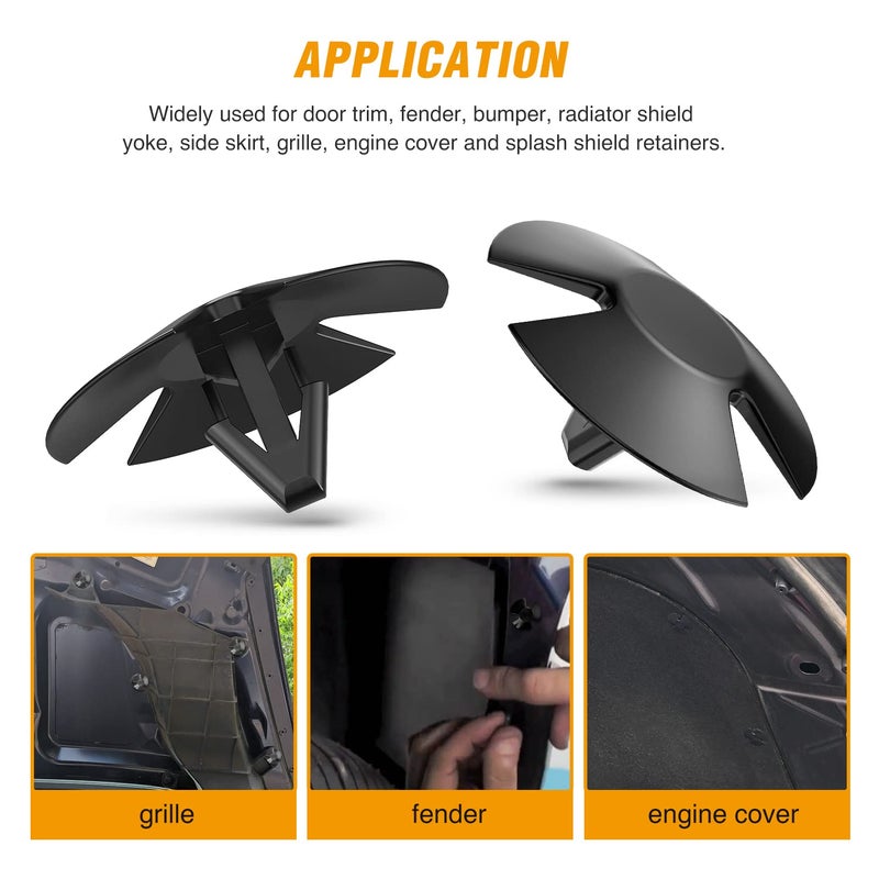 GOOACC 100 قطعة مشابك تثبيت عزل غطاء المحرك بديل OEM -#4878883AA، متوافقة مع جيب جراند شيروكي دودج رام كرايسلر بليموث، مع 1 قطعة مزيل مثبتات - Image 4