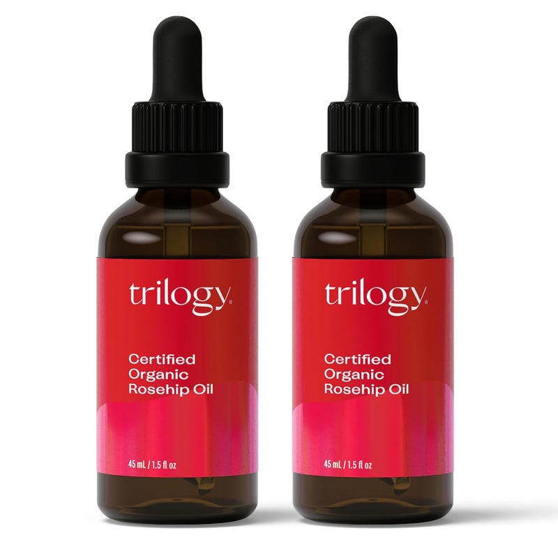Trilogy Certified Organic Rosehip Oil Duo Intensive Nourishment Improves Appearance of Scars Stretch Marks Fine Lines  Wrinkles 15 fl oz each