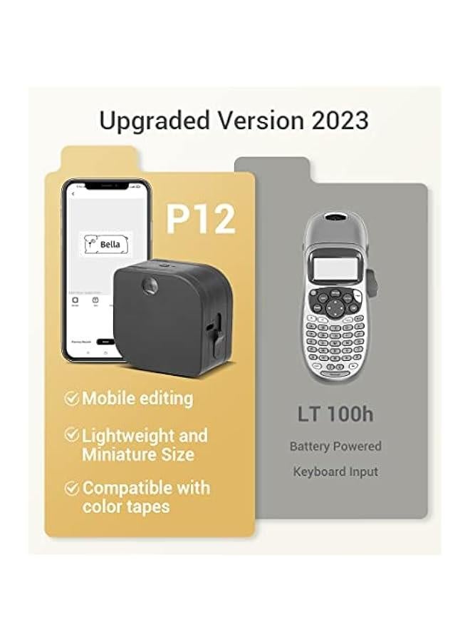 phomemo Label Maker - Label Maker Machine with Tape P12, Portable Bluetooth Label Printer Handheld Built-in Cutter Small Label Maker, Mini Thermal Transfer Printer with Template for Product Organizing - Image 2