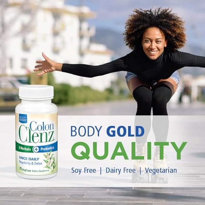 Body Gold Colon Clenz Regularity & Detox Formula | Once Daily Support with 9 Herbs + Active Probiotics | 75 CT - Image 5