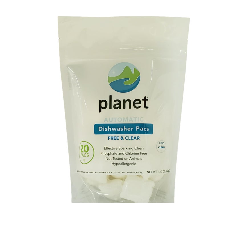 PLANET Automatic Dishwasher Pacs Free & Clear, 20 CT - Image 2