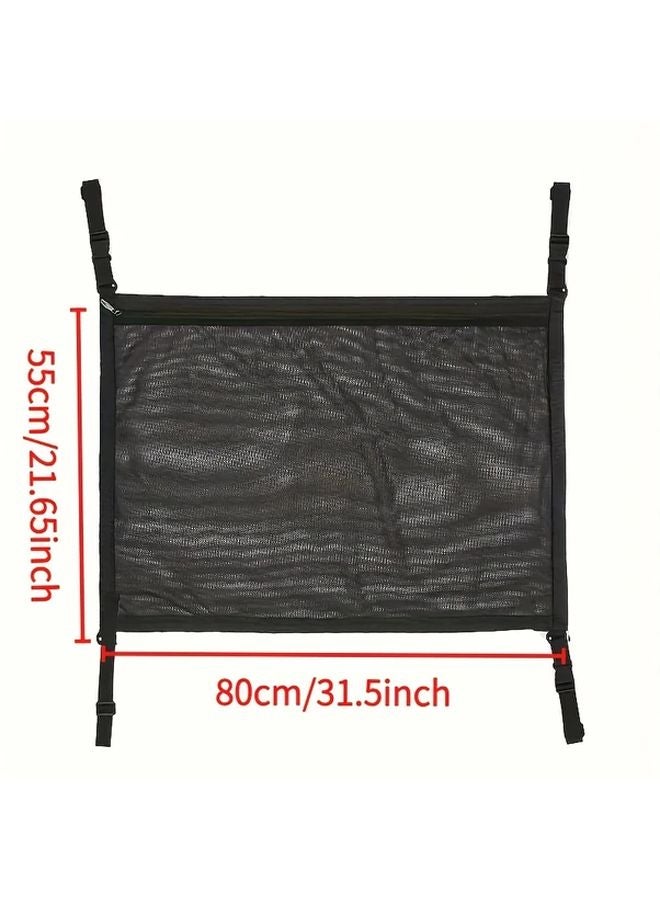 Adjustable Double Layer Car Ceiling Cargo Net Bag Nylon Material 1pc For Travel Storage - Image 2