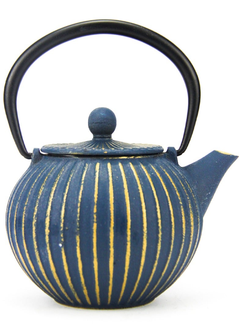 Tealand Durable Coated with Enamel Interior Cast Iron Teapot with Stainless Steel Infuser for Brewing Loose Tea Leaf 0.5 Liter Blue  - Image 1