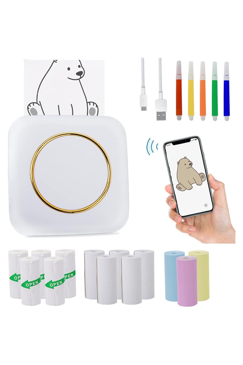 طابعة حرارية صغيرة  طابعة ملصقات بلوتوث طابعة لاسلكية بدون حبر، صانع ملصقات جيب الملاحظات للجوال - Image 1